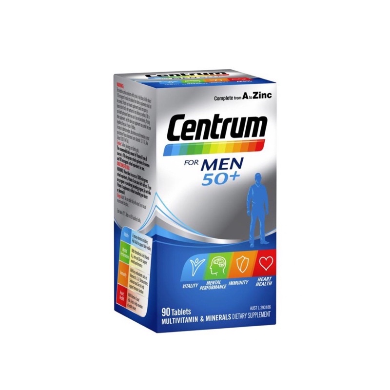 Centrum for men 50+ (90 viên) của Úc - Vitamin tổng hợp dành cho nam giới trên 50 tuổi