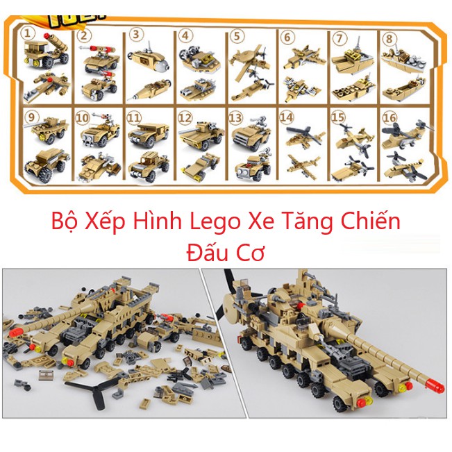 [544 CHI TIẾT-HÀNG CHUẨN] BỘ ĐỒ CHƠI XẾP HÌNH LEGO XE TĂNG - 33 Tạo Hình