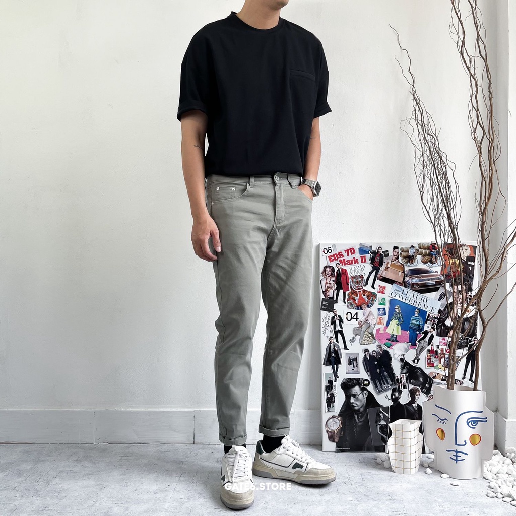 Quần Kaki Nam slimfit YY, quần vải giả kaki dáng ôm co giãn trơn kiểu Hàn Quốc - GATE6 - 3005