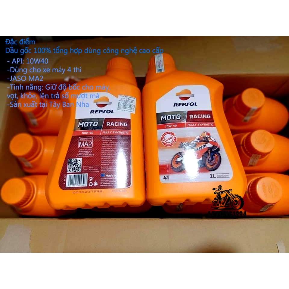 Nhớt Repsol Racing 10w40 tổng hợp hoàn toàn chính hãng Nhập Khẩu Tây Ban Nha 1 Lít