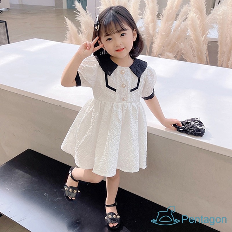 Đầm Công Chúa Cổ Búp Bê Màu Sắc Ngọt Ngào Phong Cách Hàn Quốc Thời Trang Mùa Hè Cho Bé Gái