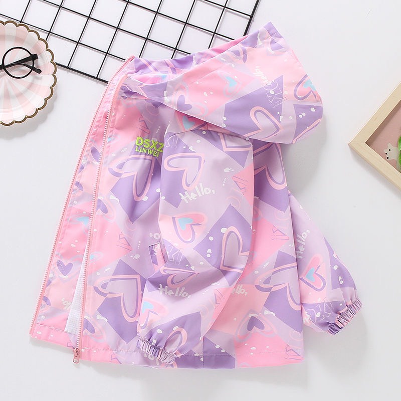 Áo Khoác Gió Họa Tiết Tim MD235B/ Áo khoác gió thỏ tím MD1498 Cho Bé Gái - Jumping Beans Official Store