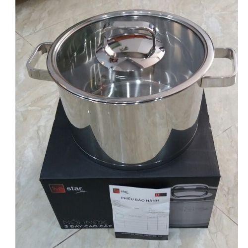 Nồi cao cấp bếp từ inox 304 Fivestar Standard 3 đáy 16cm/18cm/20cm/24cm nắp kính.tặng 5 muỗng inox