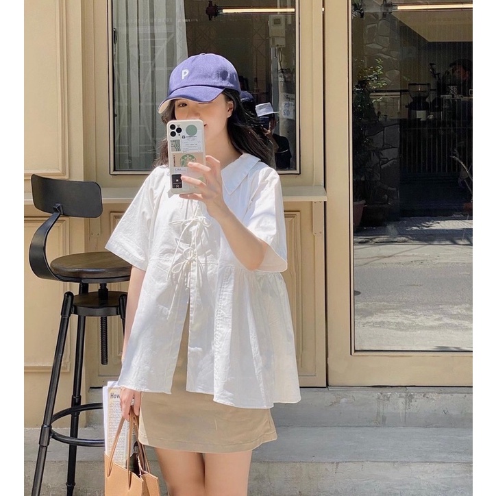 Áo babydoll thắt nơ (ảnh thật)