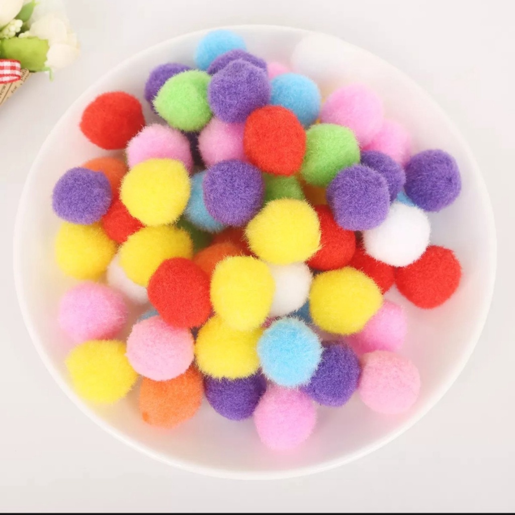 Hạt bông kiểu Hàn Quốc pompom nhiều kích cỡ 10mm-30mm dùng làm trang trí DIY
