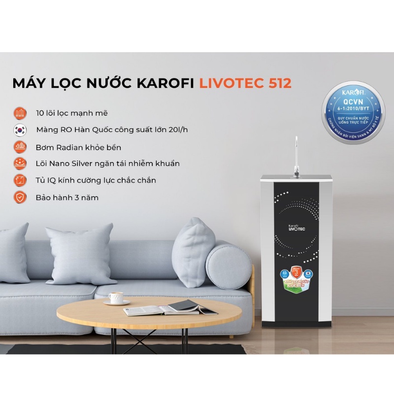 [FREESHIP HCM] Máy Lọc Nước Karofi Livotec 512 - 10 Lõi Lọc - Bảo Hành 3 Năm