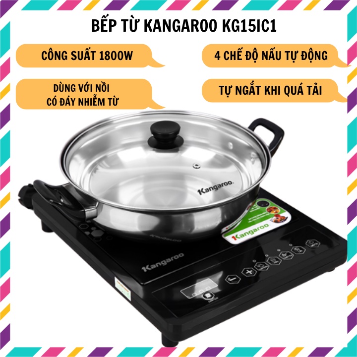 Bếp từ Kangaroo KG15IC1 tặng kèm nồi công suất 1800w bảo hành 12 tháng