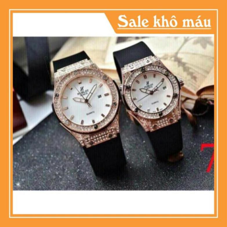 [Free Ship]  [Chất] Đồng Hồ Nam Nữ Hublot HBL2424 Dây Silicon Hương Vani Mặt tròn viền đính đá MTP-STORE | BigBuy360 - bigbuy360.vn