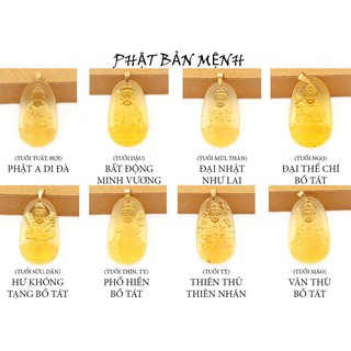 Mặt dây chuyền Phật Bản Mệnh 12 Con Giáp pha lê vàng 5 cm ( size XL ) - Móc inox - Mặt phật size lớn