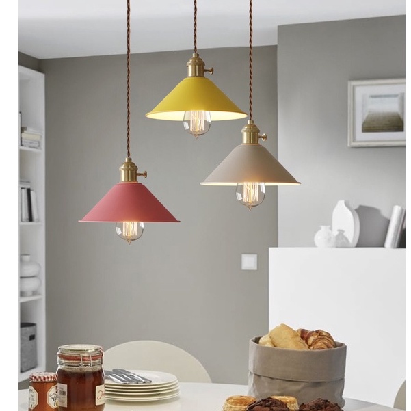 Đèn LED Treo Trần Nhà E27 Màu Macaron Phong Cách Bắc Âu Đơn Giản