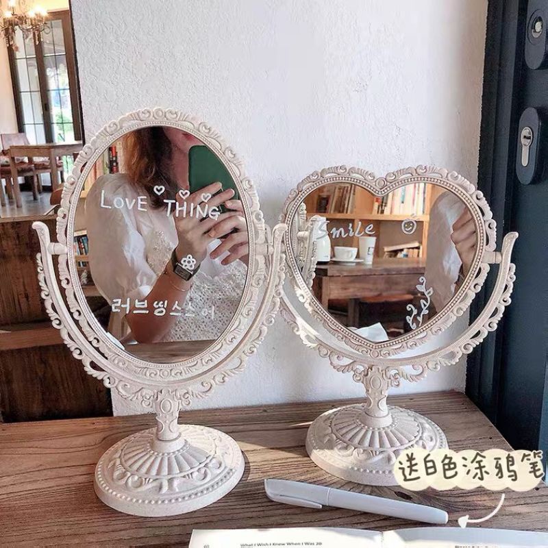 Gương Trang Điểm Để Bàn Phong Cách Retro Gương Hai Mặt
