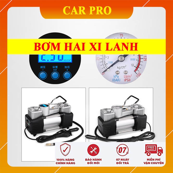 Bơm lốp ô tô 2 xi lanh Air Compressor mã lực lớn - CAR PRO