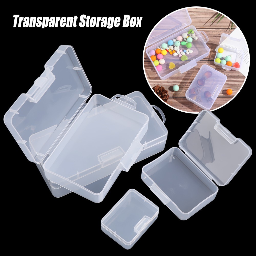 LETTER🌟 Small Storage Box Plastic Pill Storage Supply Jewelry Diamond Container 4 Sizes Clips Boxes Home Organization Square Clear Craft Bead Holder