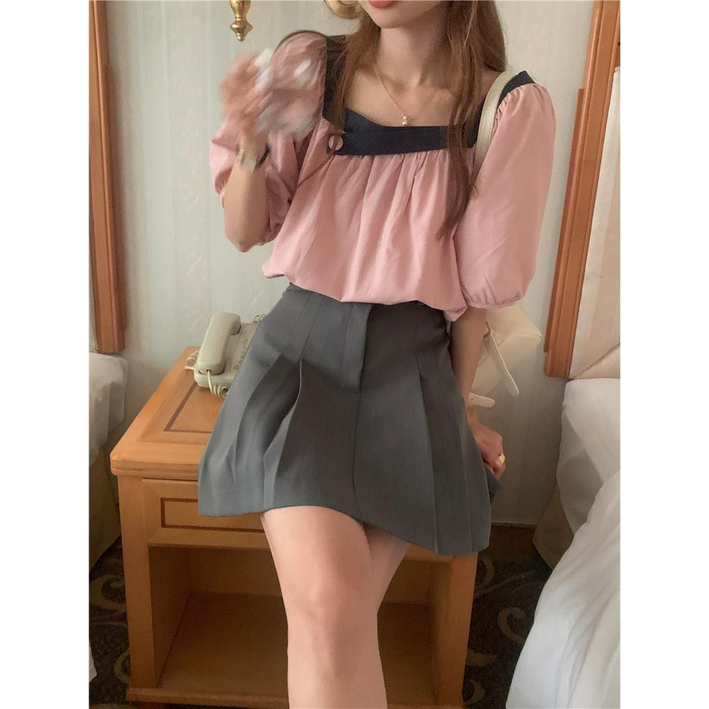 Áo Sơ Mi Ngắn Tay Chui Đầu Màu Sắc Tương Phản 63056