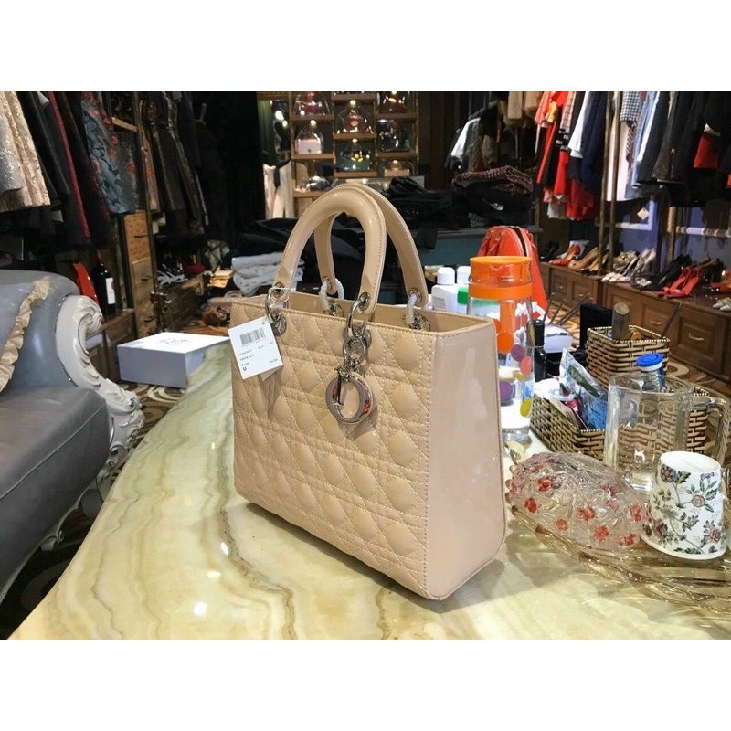 Túi xách nữ Dior Lady 5 ô da bóng