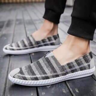 Giầy lười vải thời trang nam đẹp bảo an FASHION ddc3226 ( xám xanh kaki )