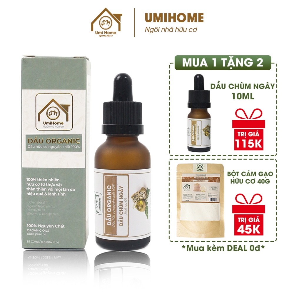 Dầu Chùm Ngây dưỡng da hữu cơ UMIHOMEnguyên chất 30ml