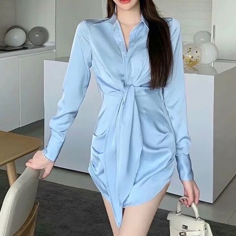 Đầm Satin Ngắn Ôm Eo Cao Cấp Phong Cách Mới 2022