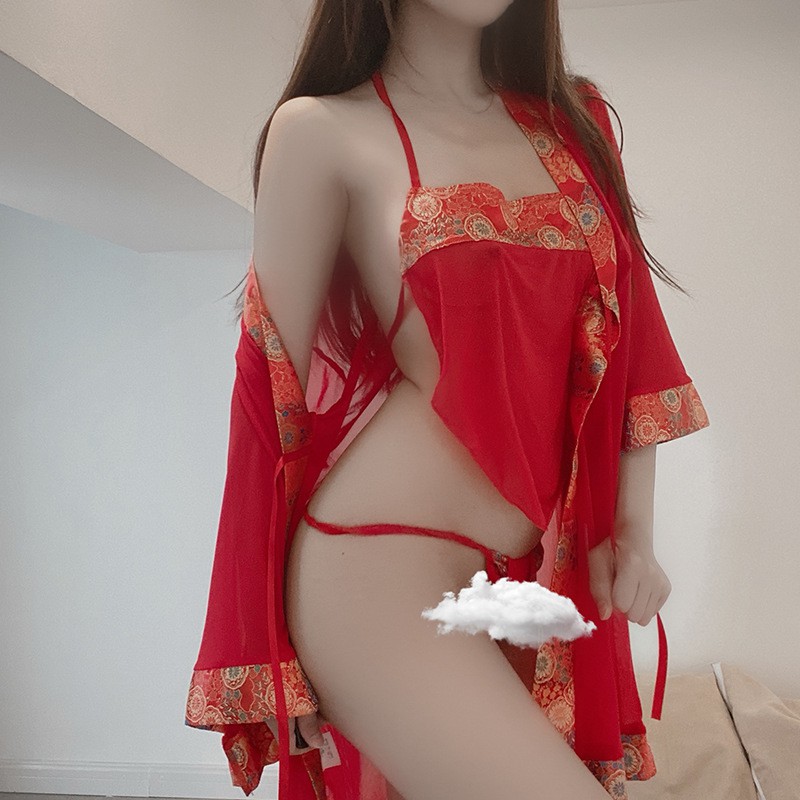 Áo choàng ngủ cosplay cổ trang gợi cảm, áo choàng ngủ tân nương cosplay sexy, chụp indoor