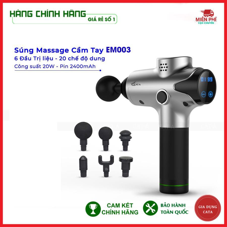 [Hàng chính hãng] Máy Massage Cầm Tay Cao Cấp Cát Á 6 đầu trị liệu, 20 chế độ rung EM003 -  Bảo hành 12 tháng