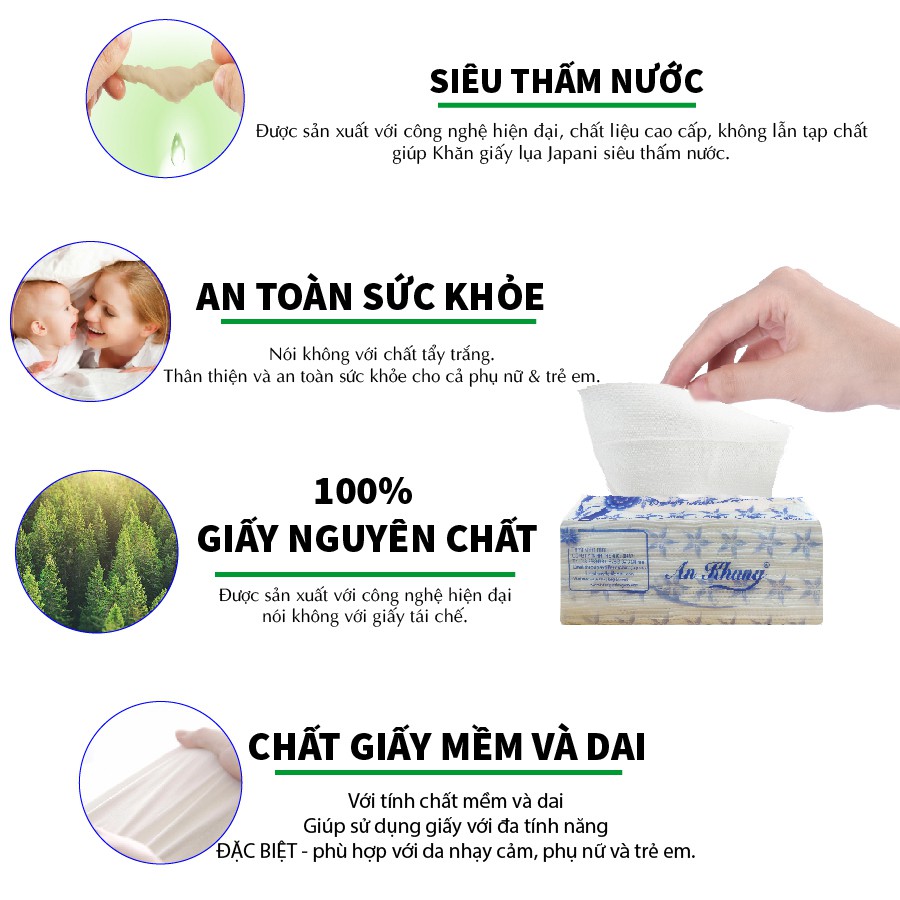 Khăn giấy rút/Khăn giấy lau tay An Khang 20cm