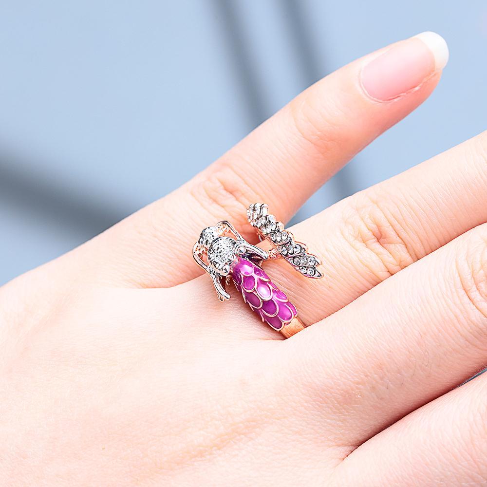 Nhẫn Hình Rồng Phong Cách Boho Thời Trang|Nhẫn Đính Đá Zircon Thời Trang
