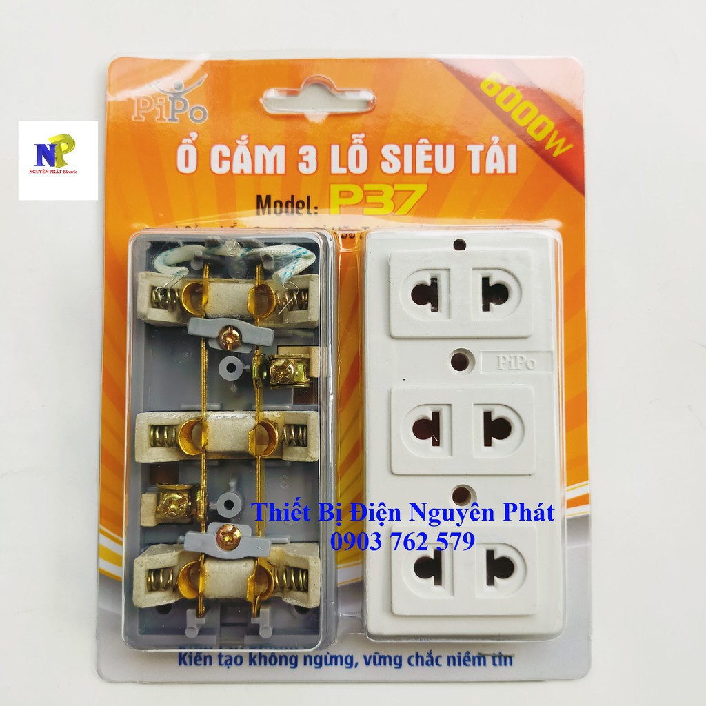 Ổ cắm 3 lỗ siêu tải CS6000w P37 PIPO ( lõi sứ)