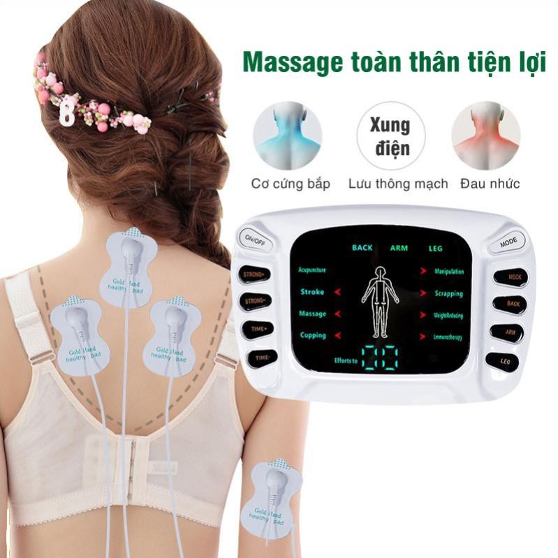 Máy Mát Xa Xung Điện, Máy Massage Trị Liệu 8 Miếng Dán❤️Bảo hành chính hãng❤️