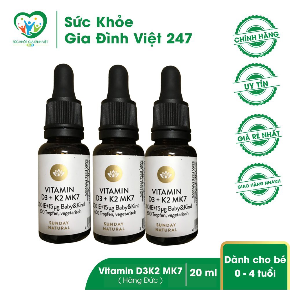 [ Hàng Chuẩn Đức ] Vitamin D3 K2 MK7 Sunday Natural 20ml