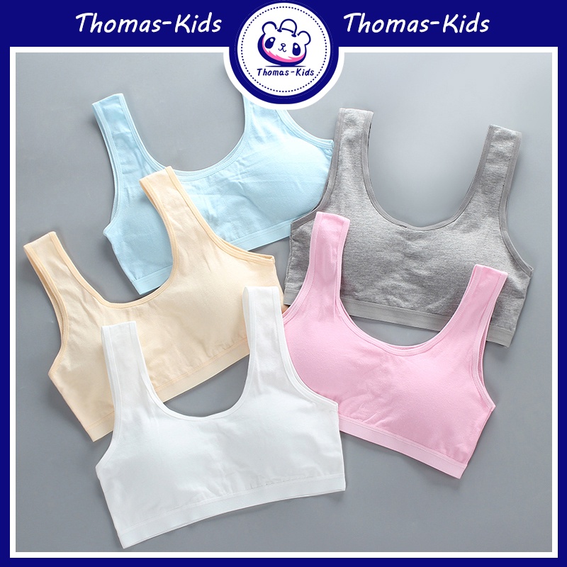 Áo lót vải cotton Hai Dây Mỏng Có Đệm Ngực Cho Bé Gái 8-16 Tuổi