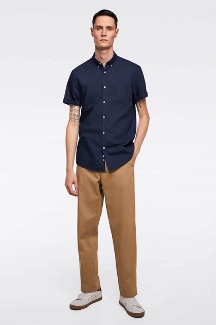 Áo sơ mi nam cộc tay vải đũi zara dư xịn | BigBuy360 - bigbuy360.vn