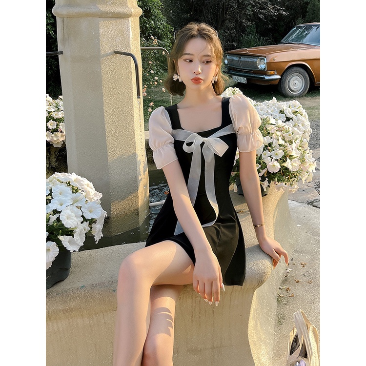 Bikini dạng Váy đi biển set áo tay bèo tơ tiểu thư xinh xắn đồ bộ nữ đi biển hotgirl sang chảnh kiểu Hàn Quốc DK9T202