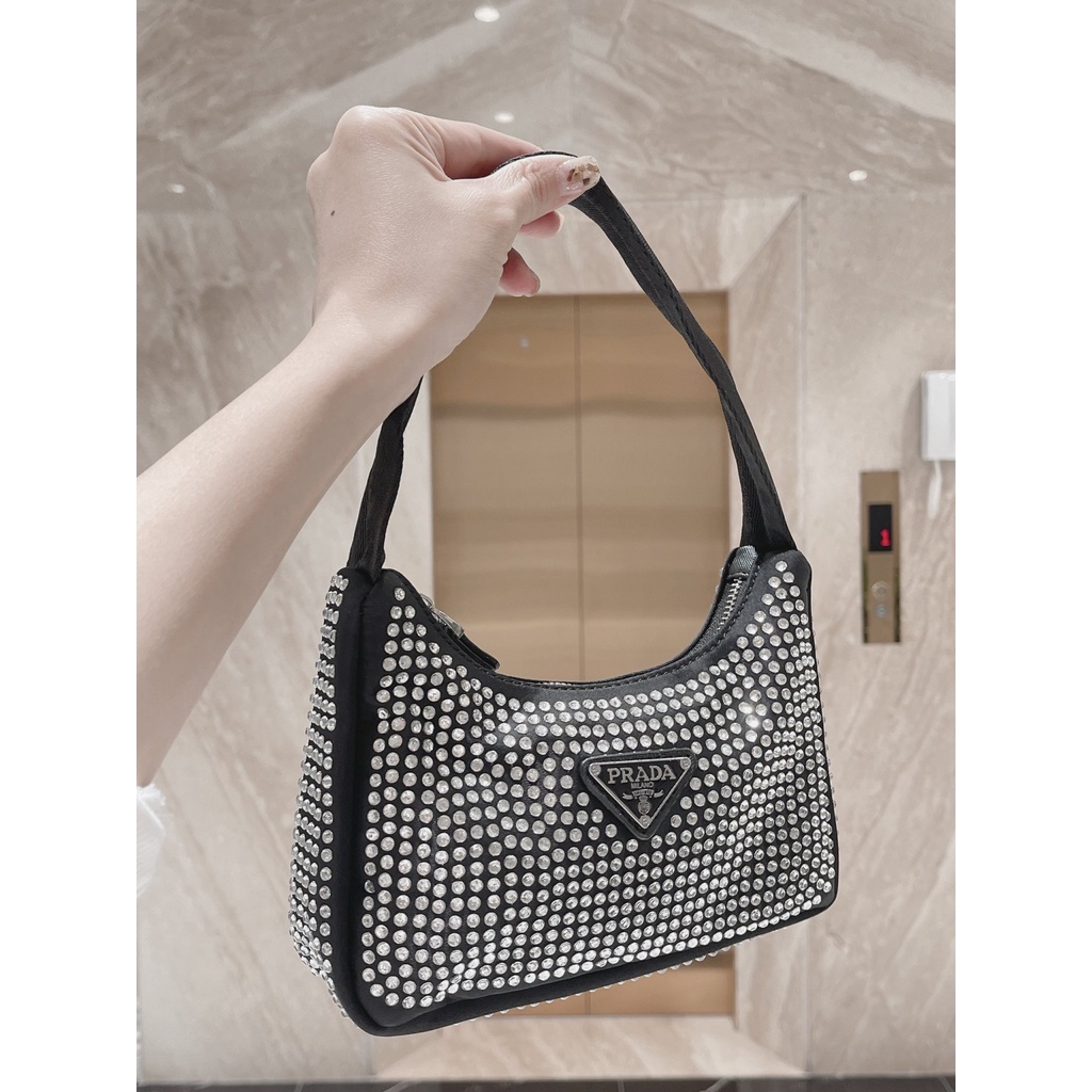 TÚI XÁCH NỮ PRADA BLING BLING KẸP NÁCH SP FULLBOX