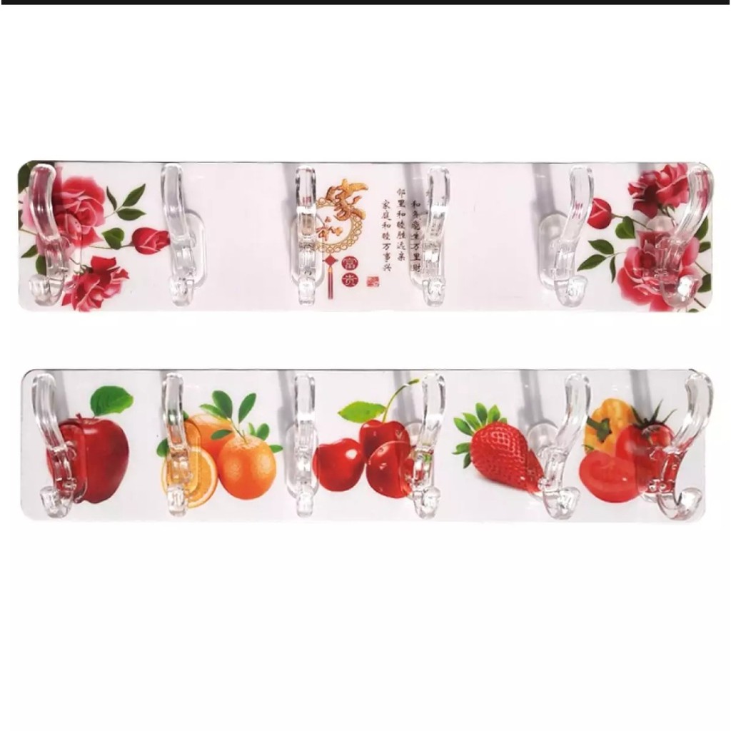 [FREESHIP] Thanh treo dán tường 6 móc họa tiết 3D siêu chắc chắn