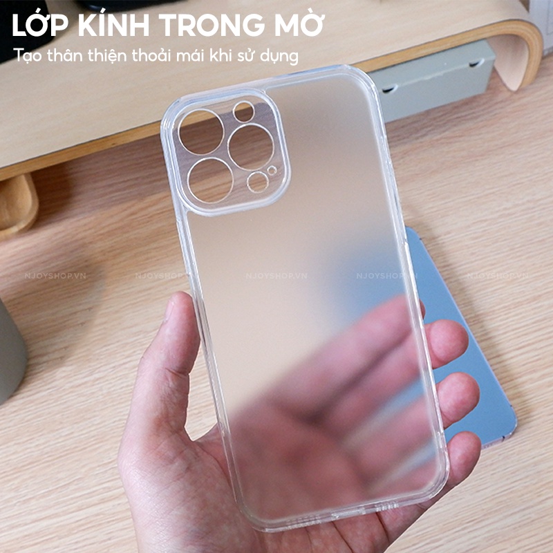 Ốp Nhám Viền Dẻo Chống Bám Vân Tay Chính Hãng X&M Lưng Kính Cường Lực Cao Cấp Njoyshop
