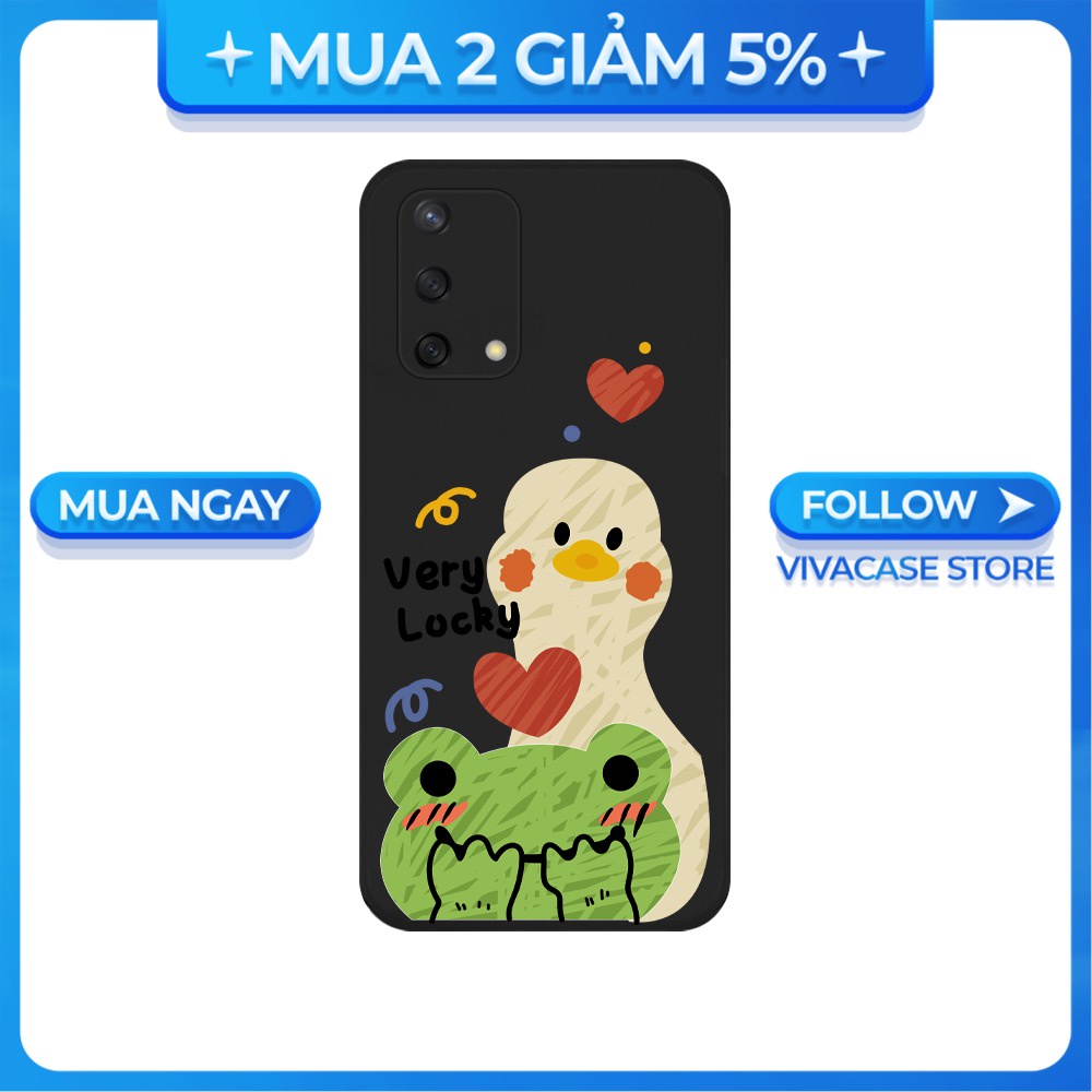 Ốp lưng cạnh vuông OPPO A1K/A5S/A74/A54/....viền bảo vệ camera hình Ếch vịt
