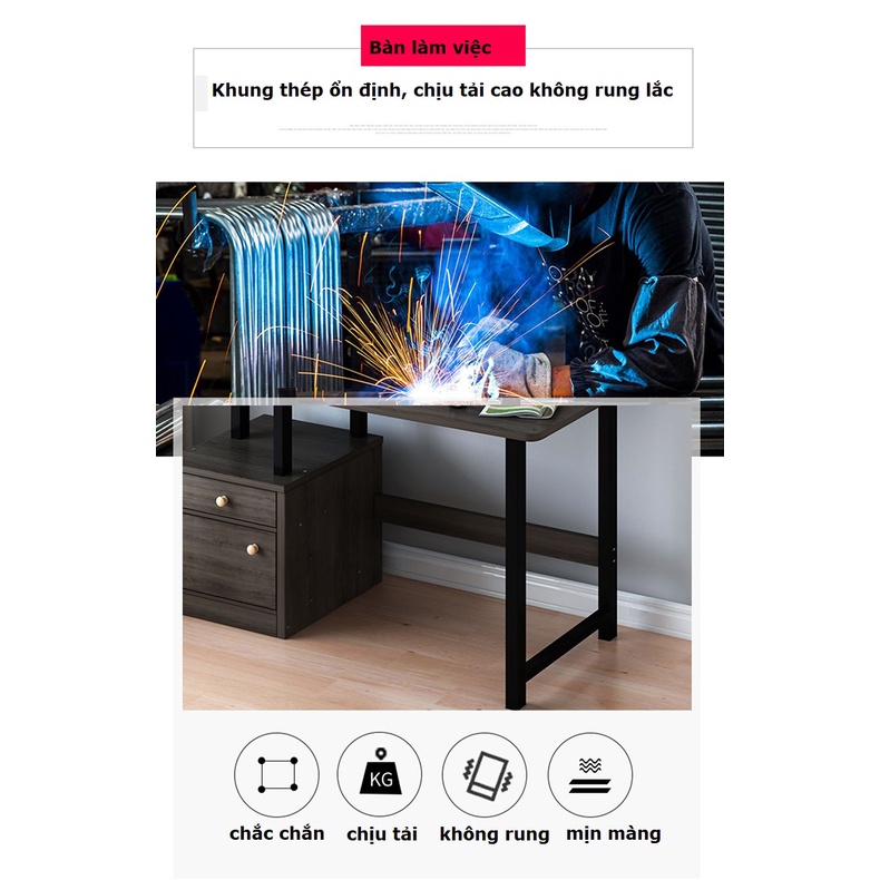 Bàn máy tính có ngăn kéo bàn học, bàn làm việc gỗ Homexinh