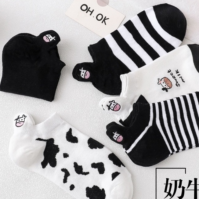Vớ Nữ 5 Kiểu Họa Tiết Bò Sữa Siêu Dễ Thương Cho Nữ