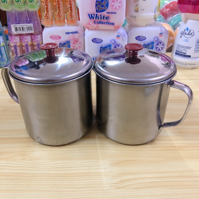 LY UỐNG NƯỚC INOX CÓ NẮP 10 cm ( 1 cái )