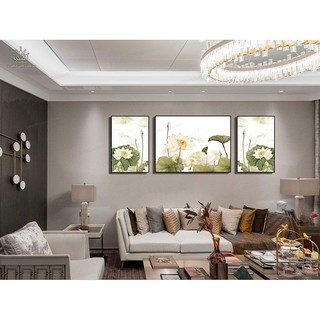 Tranh Treo Tường Canvas bộ 3 bức Hoa Sen