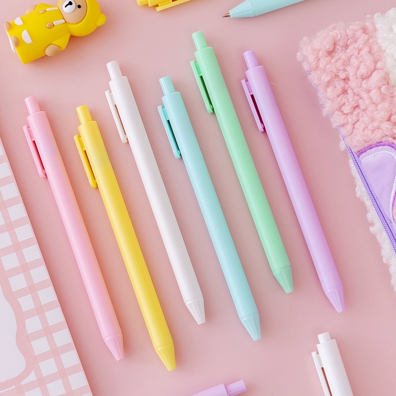 Bút Bi Bấm 0.5mm Mực Gel Vỏ Màu Macaron Dễ Thuơng