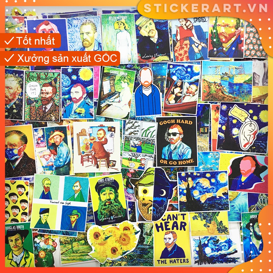 [ART - VAN GOGH#1] 127 Sticker chống nước/dán xe laptop mũ bảo hiểm vali...