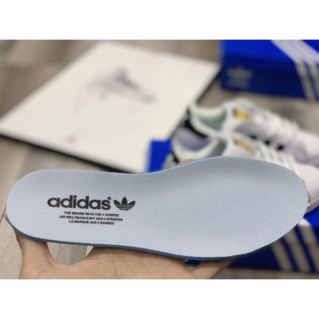 mũi sò màu trắng sọc đen, giày thể thao nam nữ adidas mũi sò vip da thật, full size nam và0 🛑