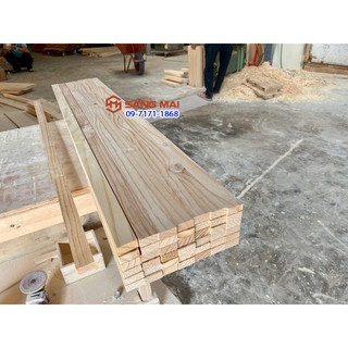 Thanh gỗ thông 3cm x 1,5cm x dài 1m2 + láng mịn 4 mặt