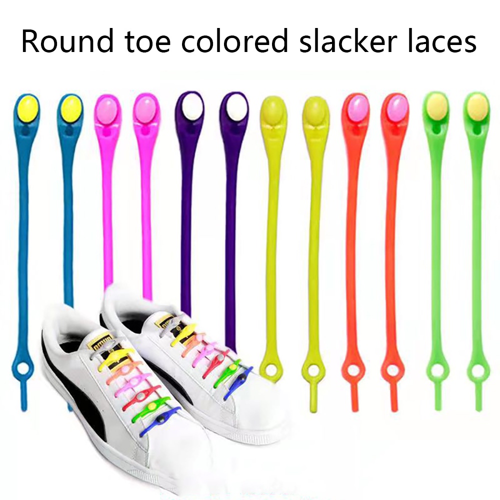 Set 12 Dây Giày Silicone Co Giãn Không Cần Buộc Tiện Lợi Dành Cho Người Lớn Và Trẻ Em
