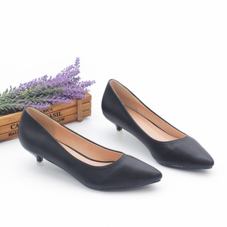 Giày Cao Gót 3cm Mũi Nhọn Gót Nhỏ Trơn Basic Pixie P074