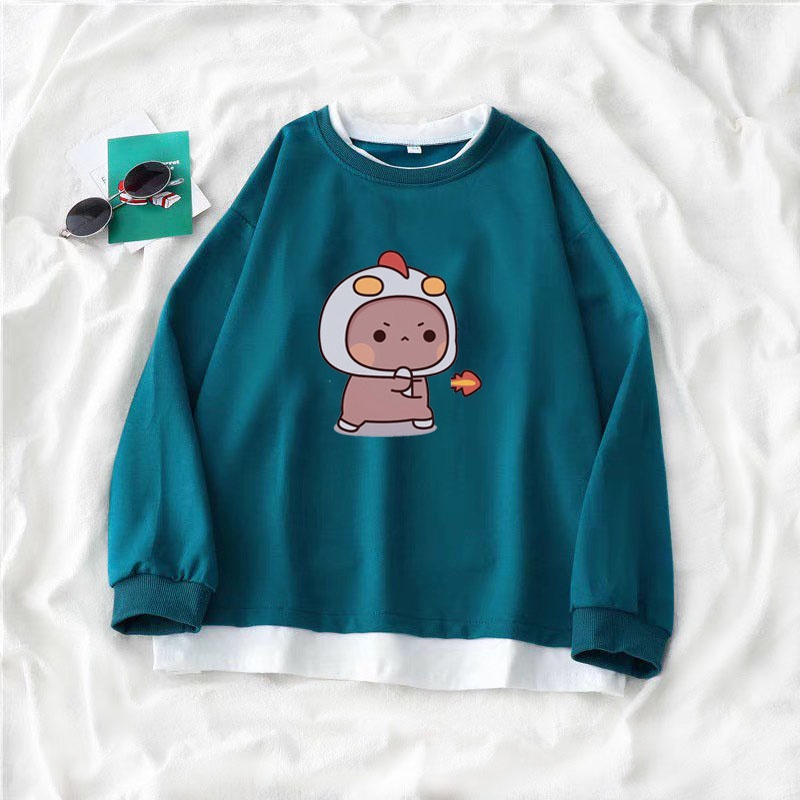 Sét bộ áo nỉ cotton Cậu bé nâu + quần bom chun , Áo nỉ Unisex from rộng, thiết kế phong cách hàn quốc - MODY