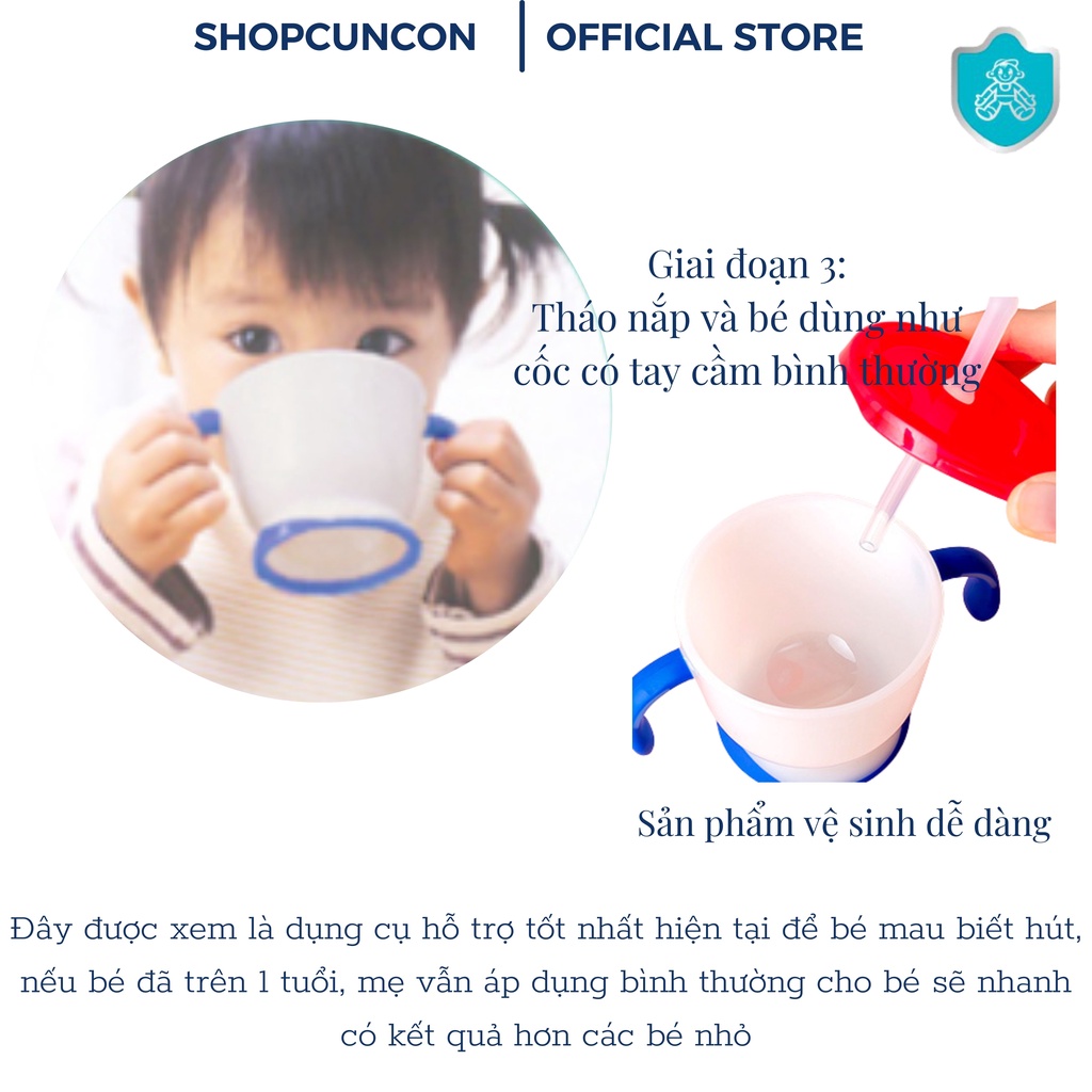 Bình tập uống nước cho bé Bình tập hút Kichi 3 giai đoạn chống đổ cho bé từ 6 tháng