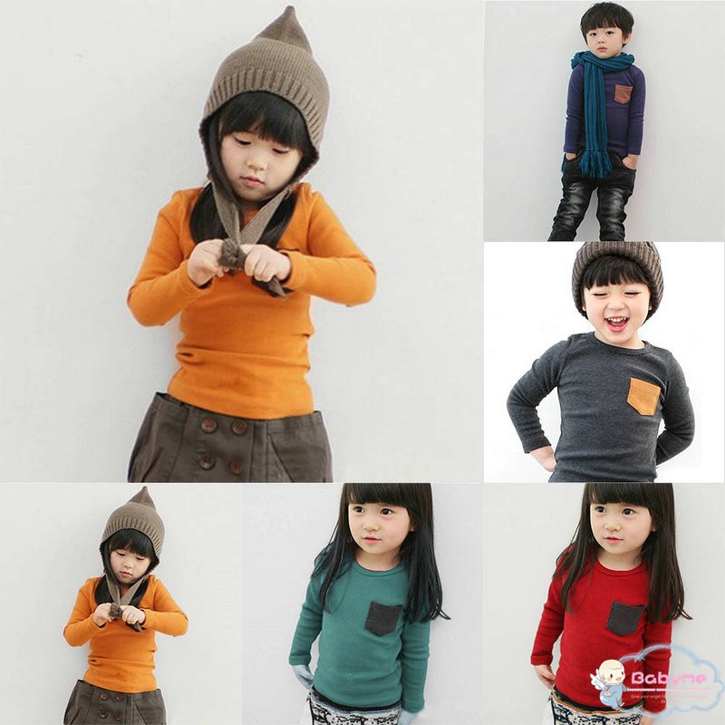 Áo thun tay dài cổ tròn cho bé trai &amp; gái từ 2-7 tuổi