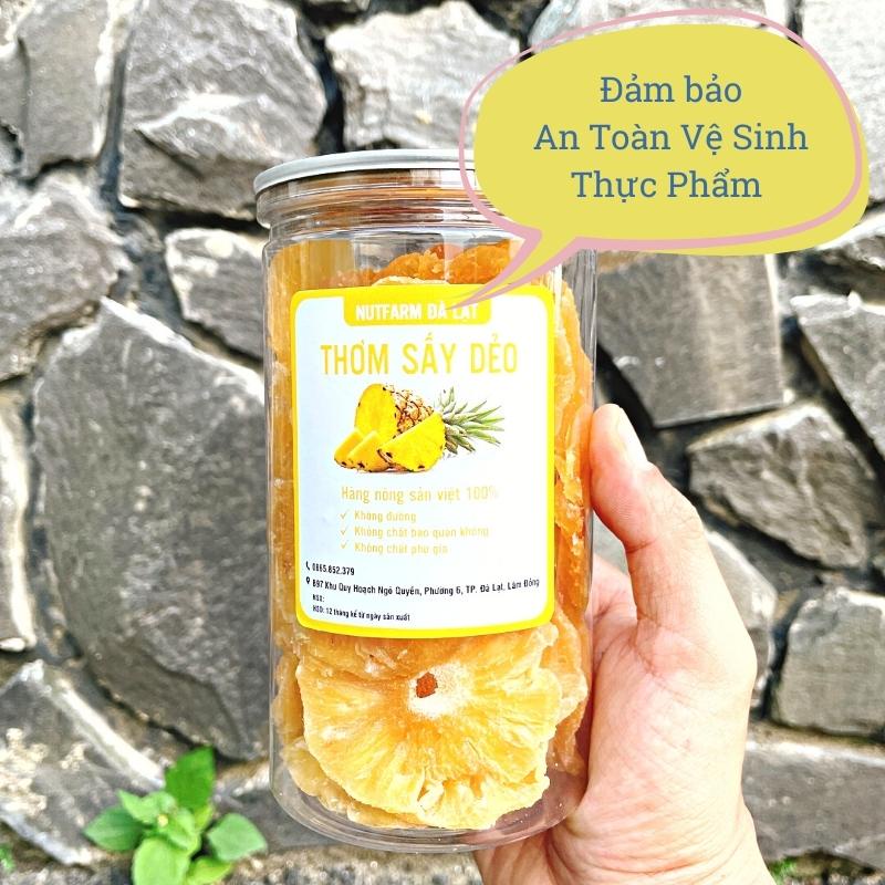 Thơm sấy muối ớt, dứa sấy dẻo ngon ngọt tự nhiên không đường 400gr NutiFarm đặc sản đà lạt